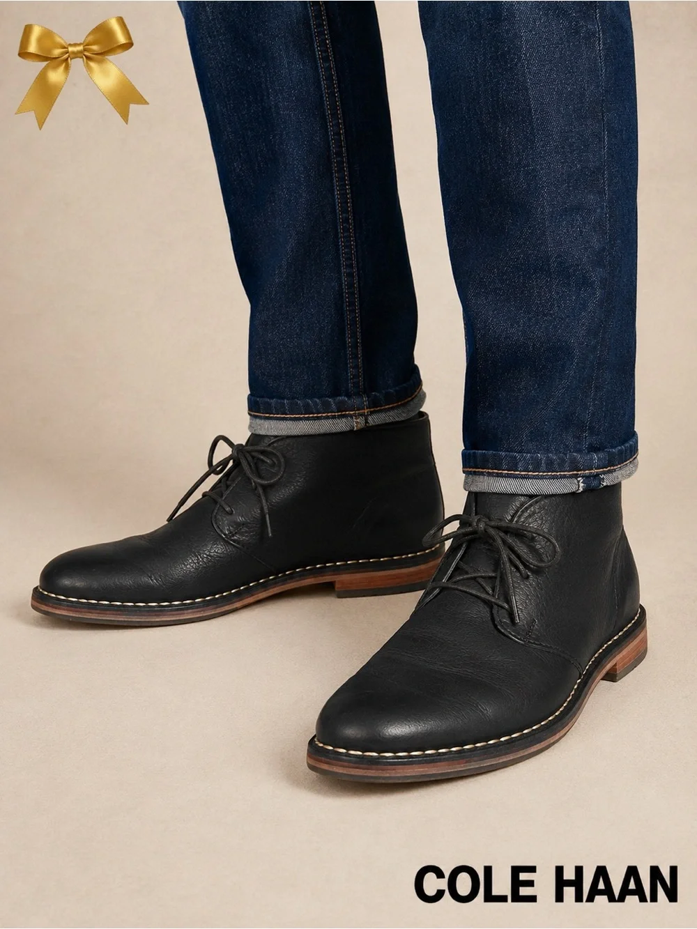 Cole Haan Leather Chukka Desert Boots Black Men’s 10M